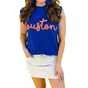 NEW JESS LEA h-town tinsel sweater vest in blue